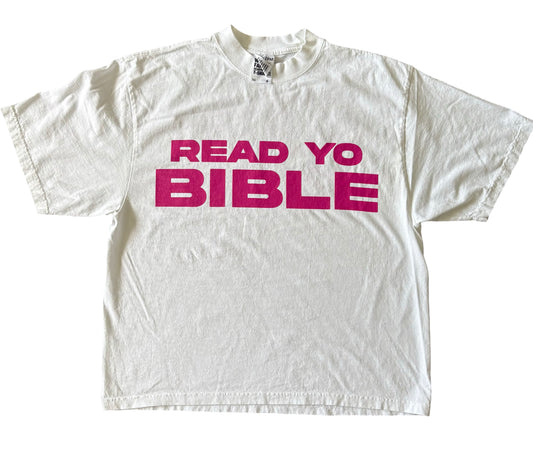 White/Pink Read Yo Bible Tee